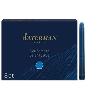CAJA 8 CARTUCHOS TINTA AZUL LARGOS WATERMAN PLUMA
