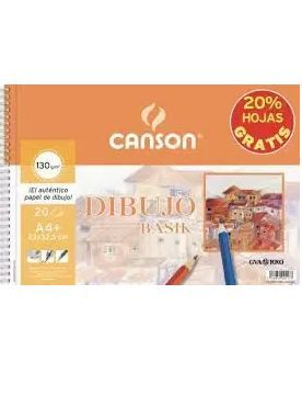 BLOC DIBUJO A4+ 130G 20H CANSON ESPIRAL LISO MICROPERFORADO BASIK GUARRO