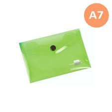 SOBRE PLASTICO A7 VERDE TRANSPARENTE BROCHE 44223