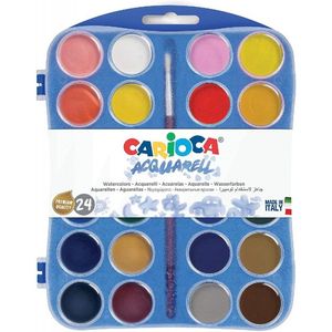 CAJA 24 ACUARELAS CARIOCA 30MM + PINCEL COLORES