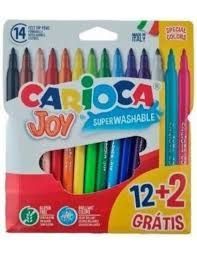 ROTULADORES CARIOCA 12 + 2 COLORES JOY PUNTA FINA