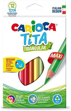 CREYONES TRIANGULARES CARIOCA 12 COLORES GRUESOS TITA LAPICES TRIANGULAR