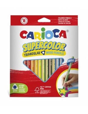 CREYONES TRIANGULARES CARIOCA 18 COLORES GRUESOS LAPICES TRIANGULAR