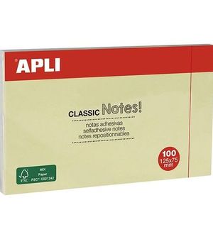 NOTAS ADHESIVAS 100H 125X75 APLI 10976 AMARILLO
