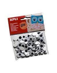 BOLSA OJOS MOVILES NEGROS OVALADOS 100U APLI 13264 ADHESIVOS