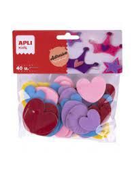 BOLSA FIELTRO ADHESIVO CORAZONES 40U APLI 18969