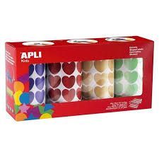 CAJA 4 ROLLOS GOMETS CORAZONES METALIZADOS COLORES APLI 19718