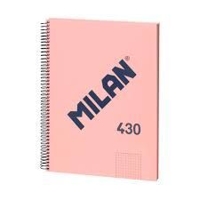 CUADERNO MILAN A4 TAPA DURA 5MM ROSA 430