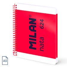 CUADERNO MILAN A5 TAPA DURA 5MM NATA 624 ROJO