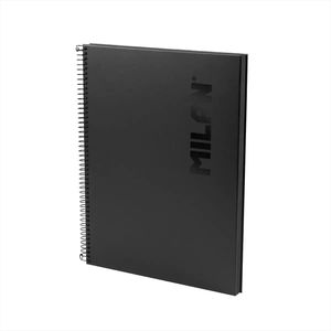 CUADERNO NEGRO A4 80H ESPIRAL 1 RAYA SHADOW 95GR MILAN HORIZONTAL