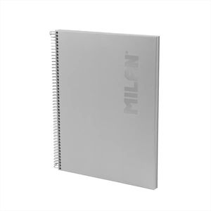 CUADERNO GRIS A4 80H ESPIRAL 1 RAYA SHADOW 95GR MILAN HORIZONTAL