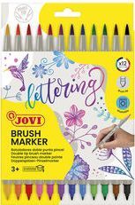 ROTULADORES JOVI 12 COLORES DOBLE PUNTA PINCEL LETTERING