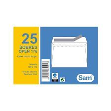 PAQUETE 25 SOBRES SAM 120X176 BLANCOS