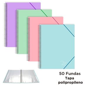 CARPETA 50 FUNDAS SENFORT ESPIRAL ROSA PASTEL