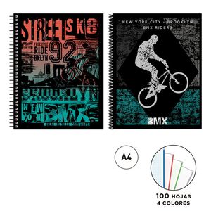 CUADERNO ESPIRAL A4 5MM 100H SENFORT TD EXTREME BMX
