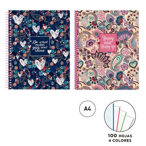 CUADERNO ESPIRAL A4 5MM 100H SENFORT TD HAPPY LIFE
