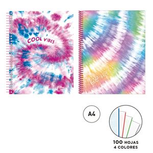 CUADERNO ESPIRAL A4 5MM 100H SENFORT TD TIE DYE MULTIC