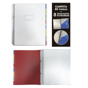 CARPETA 80 FUNDAS SENFORT ESPIRAL + 8 SEPARADORES EXTRAIBLES