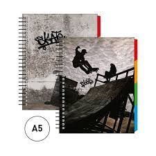CUADERNO SENFORT A5 100H SEPARADORES SKATE