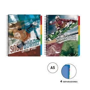 CUADERNO SENFORT A5 100H SEPARADORES SNOW BOARD