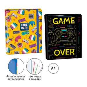 CARTAPACIO RINGBOOK A4 SENFORT 120H GAME OVER PRESS START