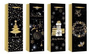 BOLSA BOTELLA NAVIDAD ARGUVAL NEGRO - ORO