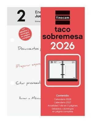 TACO CALENDARIO FINOCAM 2026 SOBREMESA