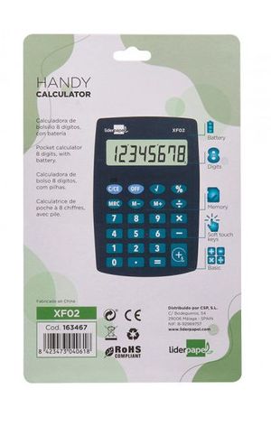 CALCULADORA LIDERPAPEL BOLSILLO XF02 8D AZUL