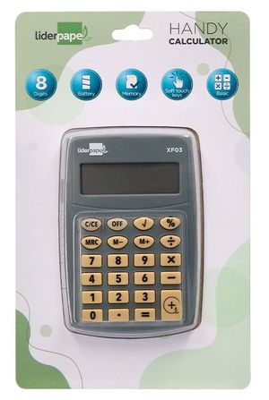 CALCULADORA LIDERPAPEL BOLSILLO XF03 8D GRIS