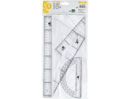 JUEGO REGLAS 4 PIEZAS TRANSPARENTE LIDERPAPEL FUNDA 04349