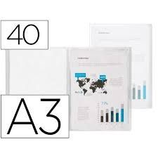 CARPETA 40 FUNDAS POLIPROPILENO DIN A3 BLANCO DINA3 165936