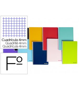 CUADERNO FOLIO 80H CUADRICULA 4MM ESPIRAL LIDERPAPEL 08194 BF-01