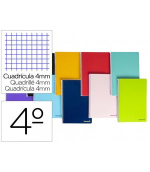 CUADERNO 4 4MM 80H 08277 ESPIRAL CUADRICULA LIDERPAPEL