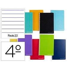 CUADERNO 4 2 RAYAS 2,5MM 80H ESPIRAL 08409 BC31 LIDERPAPEL