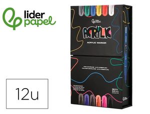 CAJA 12 ROTULADORES ACRILICOS 3,0 COLORES LIDERPAPEL