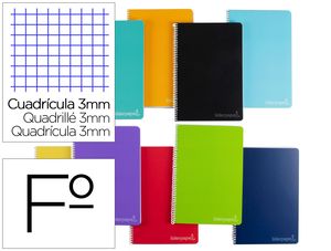 CUADERNO FOLIO 80H CUADRICULA 3MM TAPA DURA ESPIRAL LIDERPAPEL 09866 BF31