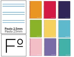 CUADERNO FOLIO 80H 2 RAYAS ESPIRAL LIDERPAPEL 09916 BF43