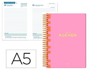 AGENDA ESCOLAR LIDERPAPEL A5 1DP 2025 - 26 CLASSIC ROSA 172346