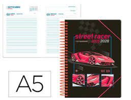 AGENDA ESCOLAR LIDERPAPEL A5 1DP 2025 - 26 CARS ROJO 172383