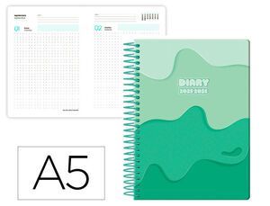 AGENDA ESCOLAR LIDERPAPEL A5 1DP 2025 - 26 ESPIRAL MILITAR VERDE 172390