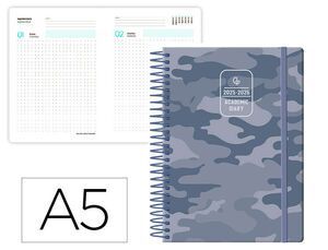 AGENDA ESCOLAR LIDERPAPEL A5 1DP 2025 - 26 ESPIRAL MILITAR GRIS 172406