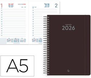 AGENDA ESPIRAL LIDERPAPEL CLASSIC A5 1DP NEGRO 2026