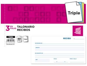 TALONARIO RECIBOS ORIGINAL/2 COPIAS TRIPLE 336 18442