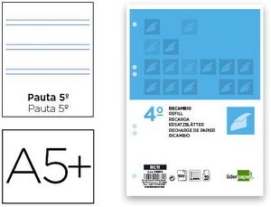 RECAMBIO LIDERPAPEL 4� 2 RAYAS 2,5MM 6 TALADROS UNIVERSAL 29680