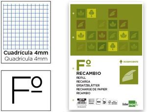RECAMBIO FOLIO 4MM 80GR 4 TALADROS LIDERPAPEL 50019