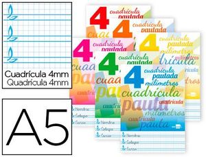 LIBRETA GRAPA VERTICAL 4MM MOTO A5 LIDERPAPEL 32H COLORES CUADRICULA PAUTADA 51708