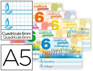 LIBRETA GRAPADA APAISADA 6MM MOTO A5 LIDERPAPEL 32H COLORES CUADRICULA PAUTADA 57780