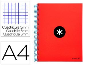 CUADERNO LIDEPAPEL ESPIRAL A4 TD CARTON ANTARTIK 5MM ROJO 120H 100GR 74583