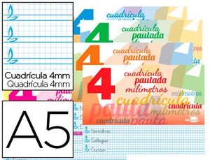 LIBRETA GRAPA APAISADA HORIZONTAL 4MM A5 MOTO LIDERPAPEL 32H COLORES CUADRICULA PAUTADA 77654