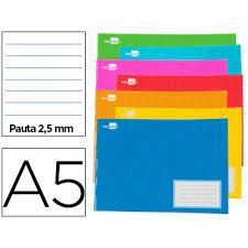 LIBRETA GRAPADA APAISADA HORIZONTAL 2 RAYAS A5 LIDERPAPEL 32H COLORES 77907